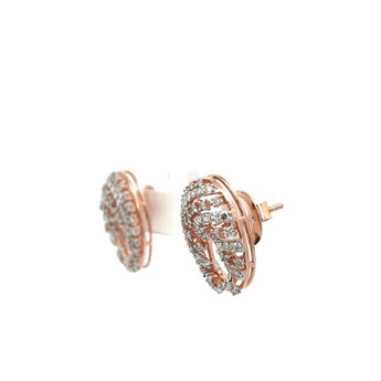 Rose Gold Diamond Curved Wing Statement Stud Earrings