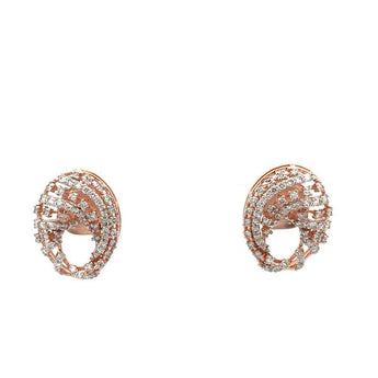 Rose Gold Diamond Curved Wing Statement Stud Earrings