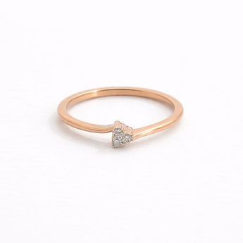 Petite Round Diamond Ring with Slim Rose Gold Band Design