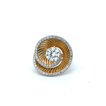 2.05 Carat Round Cut Diamond Spiral Halo Ring in Yellow Gold
