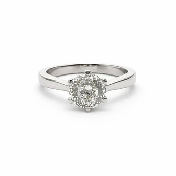 3.21 Carat Real Diamond Solitaire Ring - Solid 14KT White Gold Design