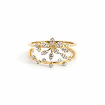 Wide Rose Gold Pave Band with Art Deco Diamond Accents