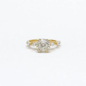 2.44 Carat Diamond Cluster Yellow Gold Engagement Ring