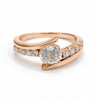 1 Carat Brilliant Diamond Solitaire with Asymmetric Rose Gold Shank