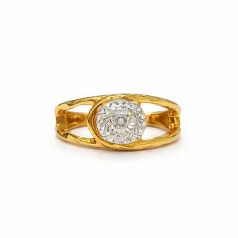 1.67 Carat Diamond Cluster Yellow Gold Engagement Ring