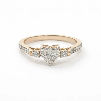 Heart Cut Solitaire Ring with Side Stones