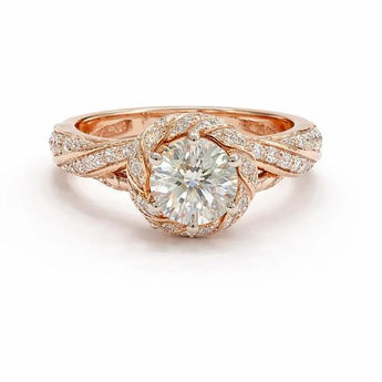 1.564 Carat Lab-Grown Diamond Swirl Halo Ring