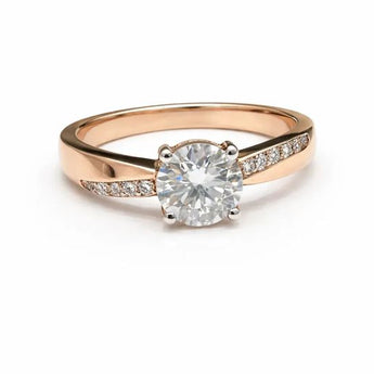 1.091 Carat Brilliant Round Diamond Ring - Solid 14KT Rose Gold