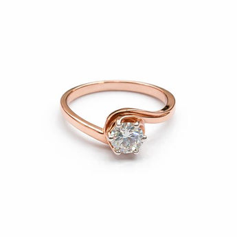 1.03 Carat Round Diamond Ring with Rose Gold Swirl Band