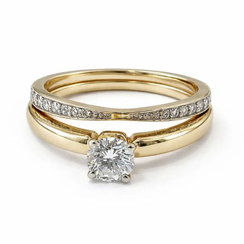Luxury Solitaire Diamond Ring with Accent Diamond Band