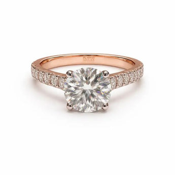 Premium Finish 4 Ct Round Cut Diamond Pavé Set Gold Ring