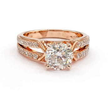 2.6 Carat Round Cut Diamond Dual-Tone Gold Statement Ring