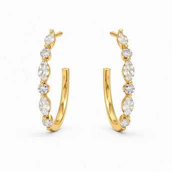 14K Yellow Gold Round Diamond Eternity Hoop Earrings