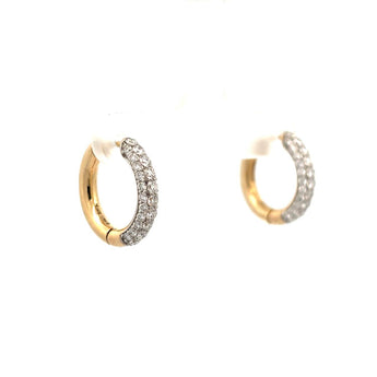 Luxury 18k Yellow Gold Pave Set Diamond Huggie Hoop Earrings - Essential Everyday Fine Jewelry