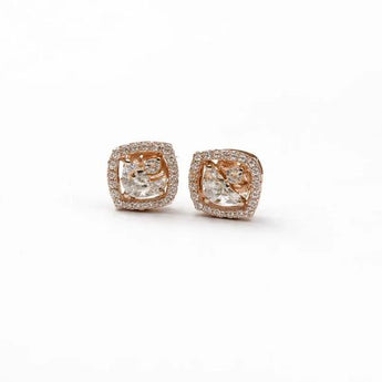 Vintage Square Diamond Cluster Studs in 14K Gold