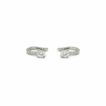 50 Cent Solitaire Diamond  Accents Hoop Earrings