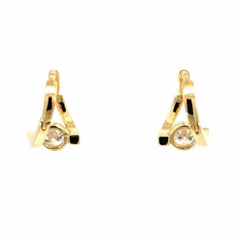 Modern Bezel-Set Solitaire Diamond Bypass J-Hoop Earrings in 14K Gold