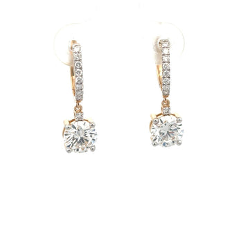 1 Carat Round Diamond Hoop Drop Earrings