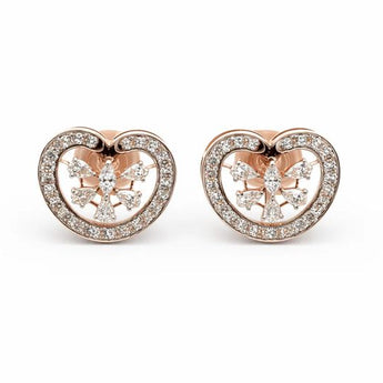 Pear and Marquise Diamond Heart Studs