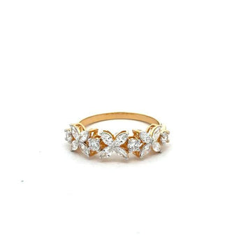 Elegant Yellow Gold Diamond Flower Design Ring