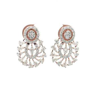 Floral Crystal Diamond Earrings with Screw Back