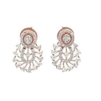 Floral Crystal Diamond Earrings with Screw Back