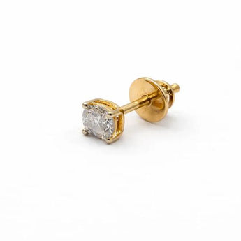 0.55 Carat Round Diamond Solitaire Single Stud Earring in Gold