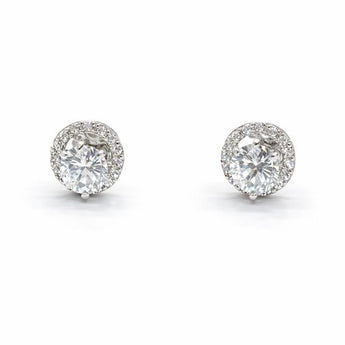 Classic White Gold Halo Diamond Stud Earrings
