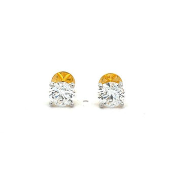 Round Brilliant Solitaire Diamond Stud Earrings in 14K Two-Tone Gold (4-Prong)