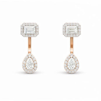 Elegant Pear & Emerald Cut Diamond Earrings