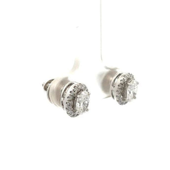40 Cents Oval Cut Diamond Halo Solitaire Studs