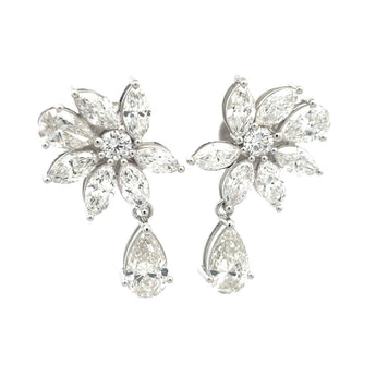 0.79 Carat Each Floral Diamond Drop Earrings