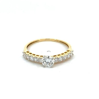 Elegant Solitaire Diamond Ring with Half Eternity Accent Gold Band