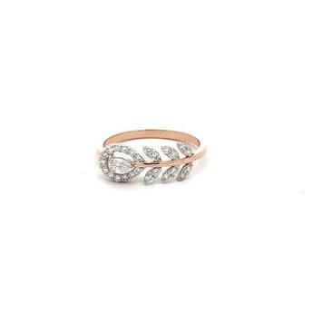 Labgrown Diamond Leaf and Teardrop Branch Ring in 14KT Rose Gold
