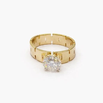 1.54 Carat Lab-Grown Diamond Yellow Gold Solitaire Ring