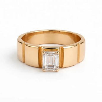 1.02 Carat Lab-Grown Emerald Cut Diamond Rose Gold Ring
