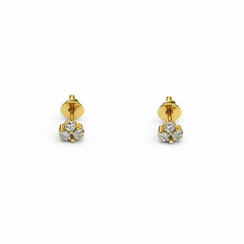 14K Gold 3-Stone Diamond Trinity Stud Earrings for Women