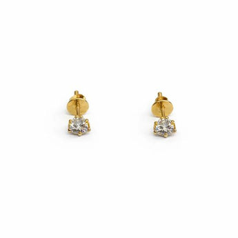 14K Gold 3-Stone Diamond Trinity Stud Earrings for Women
