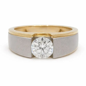 1.09 Carat Lab-Grown Diamond Wide Band Solitaire Ring