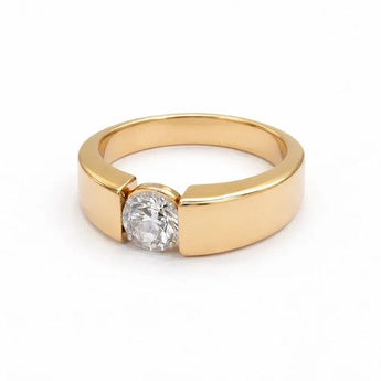 1.02 Carat Minimal Yellow Gold Diamond Ring for Women