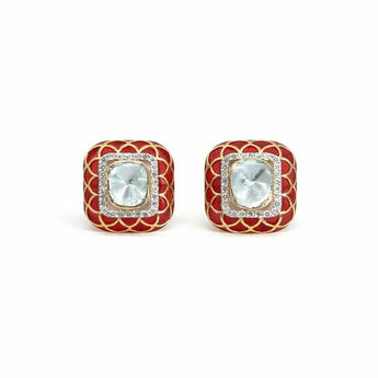 Classic Dimaond Polki Square Earrings