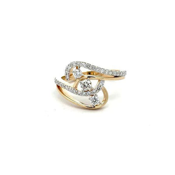 Classic Round Diamond Ring with Baguette Side Stones & Pave Detail