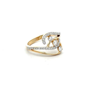 Classic Round Diamond Ring with Baguette Side Stones & Pave Detail