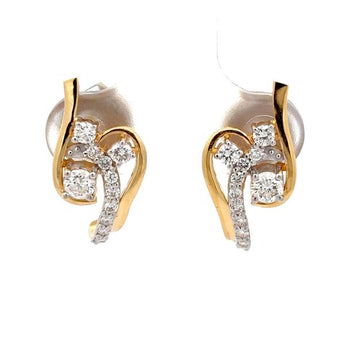 Modern Yellow Gold Round Diamond Earrings