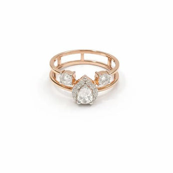 Lab-Grown Pear Cut Diamond Rose Gold Open Ring