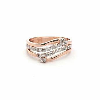 Solid Rose Gold Open-Frame Diamond Band with Round Brilliants
