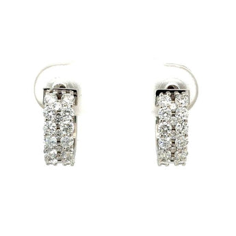 Classic Double Row Diamond Hoop Earrings