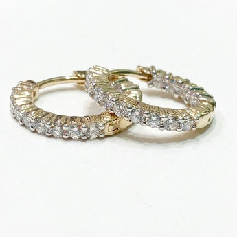 Minimalist Single Row Diamond Hoop Earring
