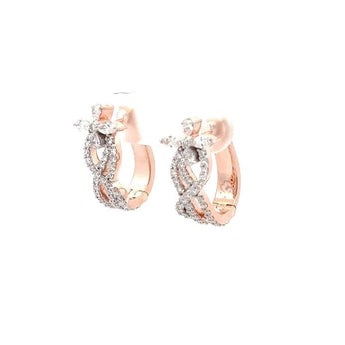 Elegant Rose Gold Dimaond Hoop Earrings
