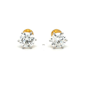 6-Prong Round Solitaire Diamond Stud Earrings, Two-Tone 14K Gold Classic Studs